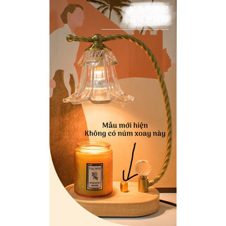 [Hẹn giờ + chỉnh sáng] Đèn Đốt Nến Thơm Đế Gỗ, Chụp Thuỷ Tinh