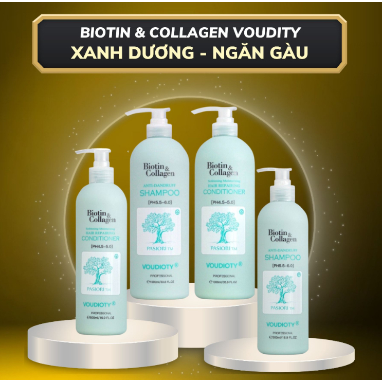 Dầu Gội Xả Biotin Collagen Anti Dandruff Màu Xanh Biển Ngăn Gàu Chai 500ml/1000ml