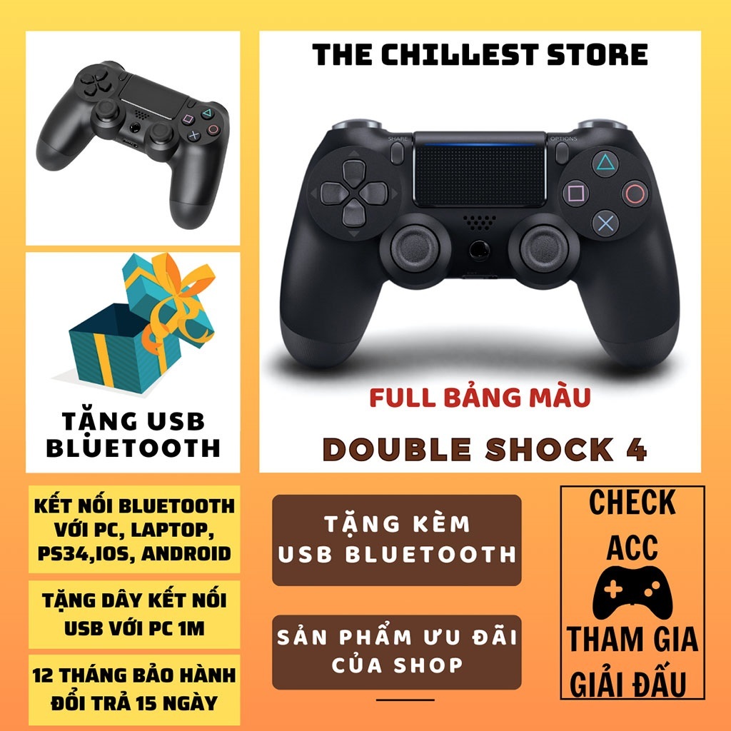 Tay cầm chơi game Fifa Online 4 P4, Tặng USB Bluetooth, kết nối Bluetooth/PC/Laptop/Playstation