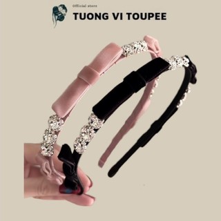 Băng đô cài tóc nơ lụa bản nhỏ đính đá cao cấp cực xinh + phụ kiện thay thế tóc giả cài băng đô