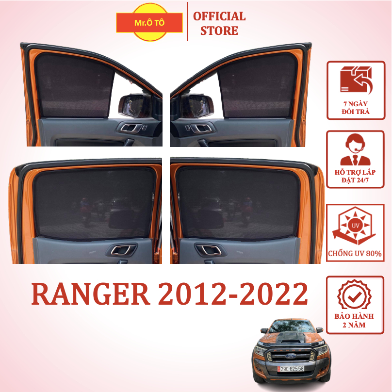 Rèm Che Nắng chống UV Xe Ford Ranger 2012-2022 Hàng Loại 1 MR.ÔTÔ -Bảo Hành 2 Năm
