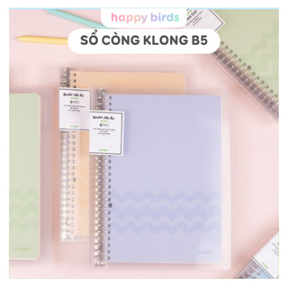 Sổ còng B5 Klong còng sắt 26 còng kẻ ngang caro chấm dot  ruột giấy refill làm sổ tay sổ ghi chép kèm dây chun sổ lò xo