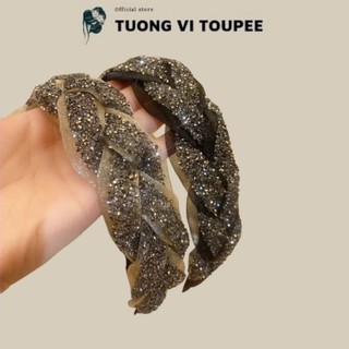 Băng đô cài tóc voan đính đá lấp lánh + thay thế cài tóc giả