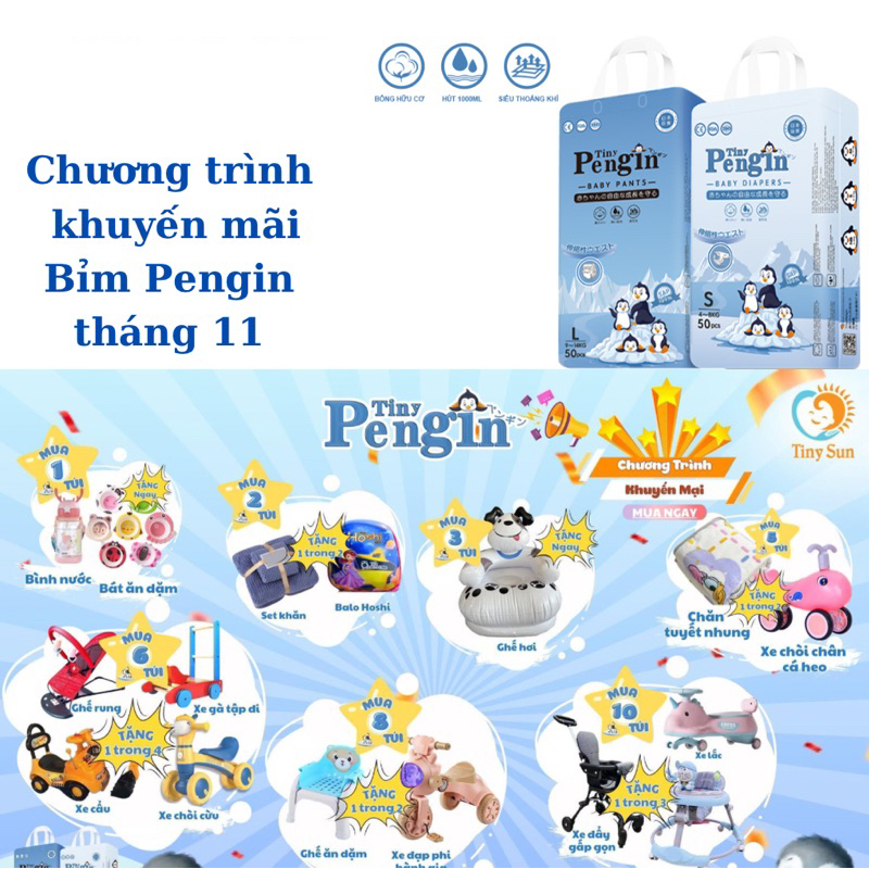 (băng vệ sinh dạng quần Moha/bình nước) Bỉm Tiny Pengin size S/M/L/XL/XXL/3