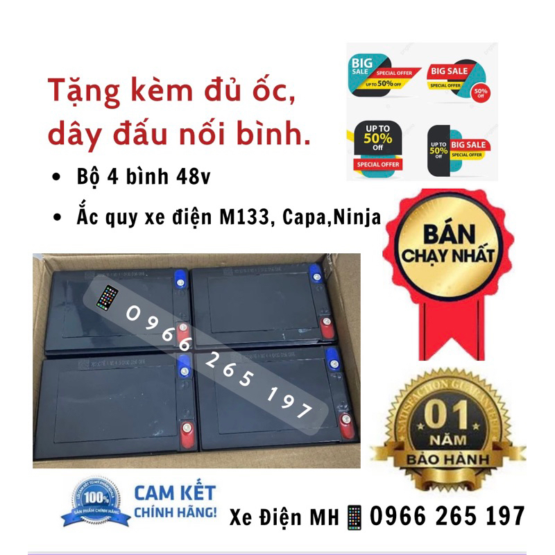 Bộ 4 bình Ắc Quy Xe Điện 12v-14ah