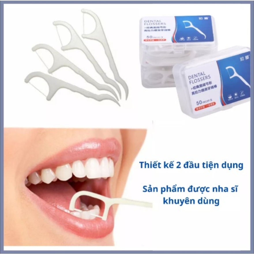 Set 10 Hộp 50 Tăm Chỉ Nha Khoa