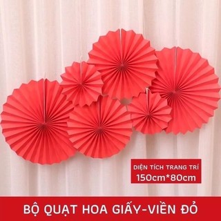 sét 6 quạt đỏ decor , trang trí  tết