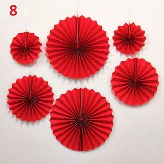 sét 6 quạt đỏ decor , trang trí  tết