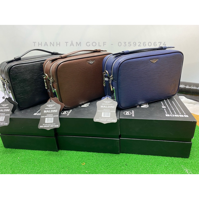 Túi Cầm Tay Golf Da Bò Thật - Khóa Vân Tay An Toàn -Chính Hãng MALDINI