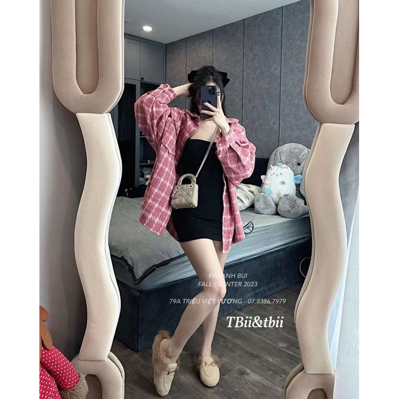 Sơ mi dạ hồng hot hit Kim Anh Bùi