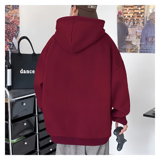 Áo Hoodie Tay Dài Nỉ Bông Basic Đỏ Đô