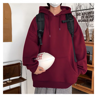 Áo Hoodie Tay Dài Nỉ Bông Basic Đỏ Đô