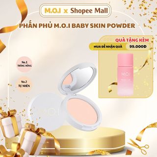 Phấn Phủ M.O.I Baby Skin Powder Kiềm Dầu Kháng Nước 10g màu No.1 Tone Trắng Hồng