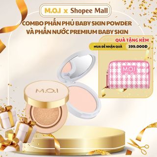 Combo Phấn nước Premium Baby Skin Cushion và Phấn phủ Baby Skin Powder kiềm dầu M.O.I by Hồ Ngọc Hà
