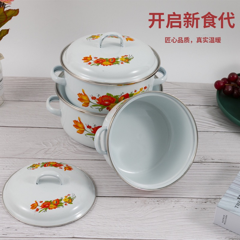 Bộ 3 Nồi Tráng Men Cao Cấp Size Từ 16cm - 18cm - 20cm