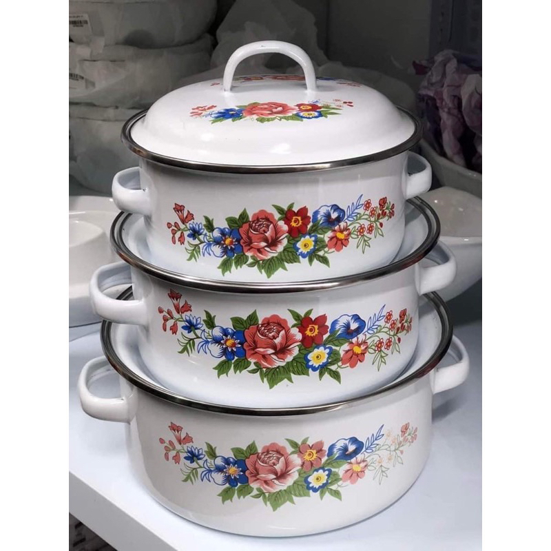 Bộ 3 Nồi Tráng Men Cao Cấp Size Từ 16cm - 18cm - 20cm