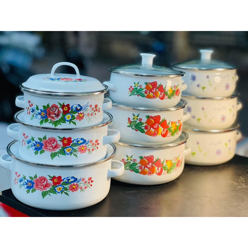 Bộ 3 Nồi Tráng Men Cao Cấp Size Từ 16cm - 18cm - 20cm