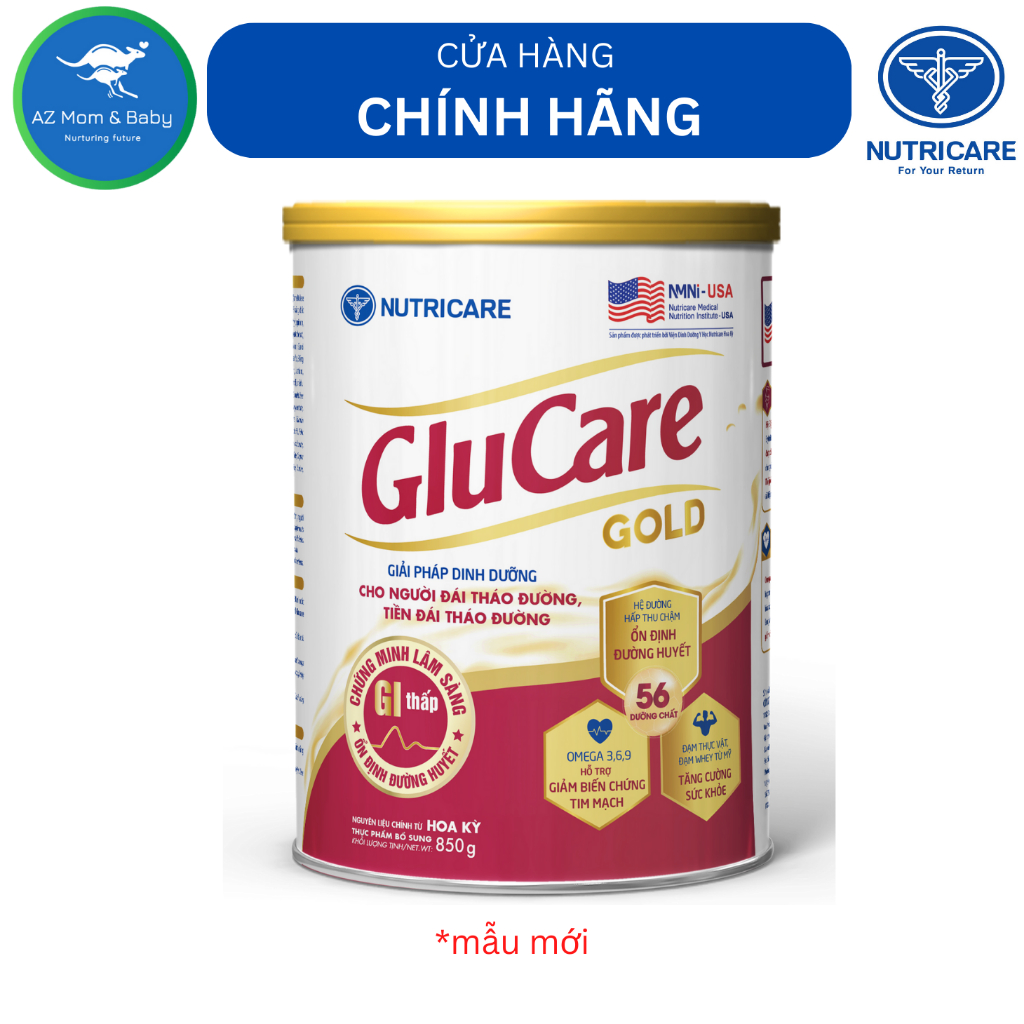 Sữa bột Nutricare Glucare Gold dinh dưỡng cho người tiểu đường (mẫu mới 850g)