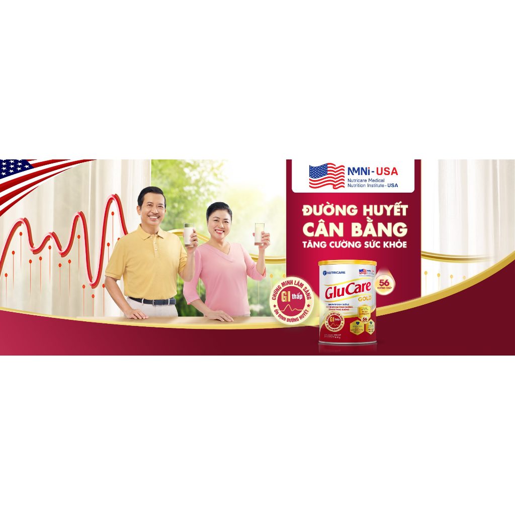 Sữa bột Nutricare Glucare Gold dinh dưỡng cho người tiểu đường (mẫu mới 850g)