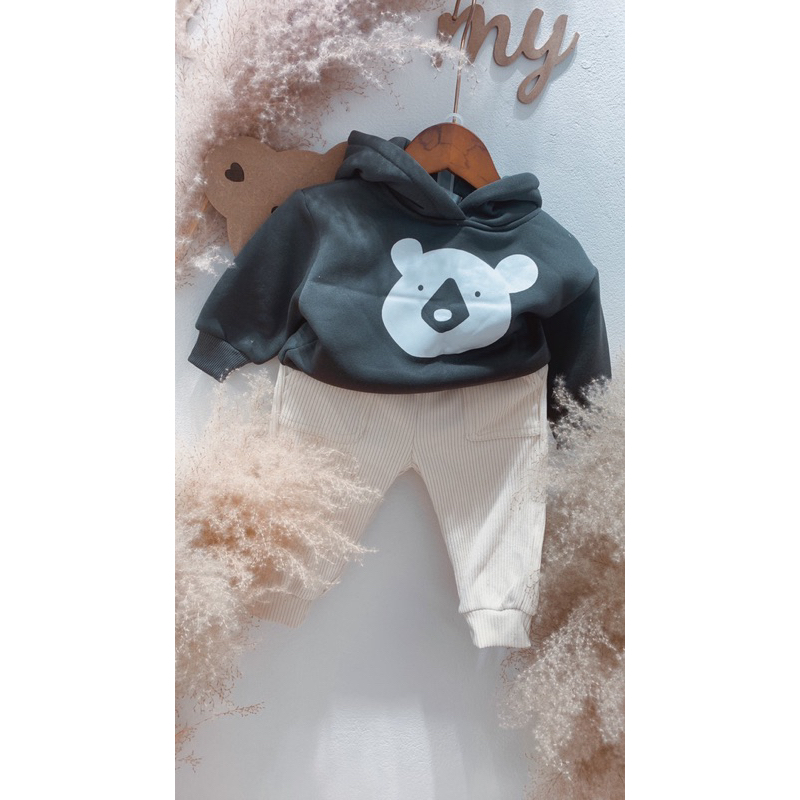 Bộ thu đông bé trai chất liệu nỉ bông có mũ cho bé 8-18kg