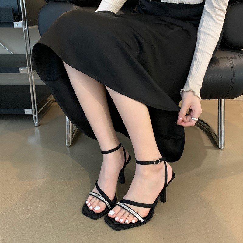 Giày cao gót nữ 9 phân, guốc cao gót đính đá, giày sandal nữ 9 phân, giày nữ hottrend 2023 HD80