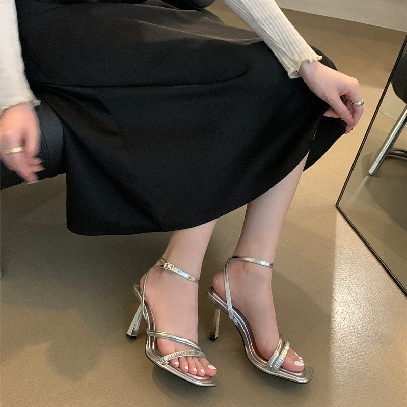 Giày cao gót nữ 9 phân, guốc cao gót đính đá, giày sandal nữ 9 phân, giày nữ hottrend 2023 HD80