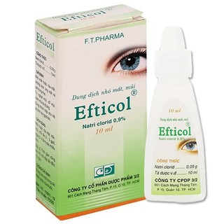 Dung dịch nhỏ mắt, mũi Efticol 0,9% trị nghẹt mũi, kích ứng mắt