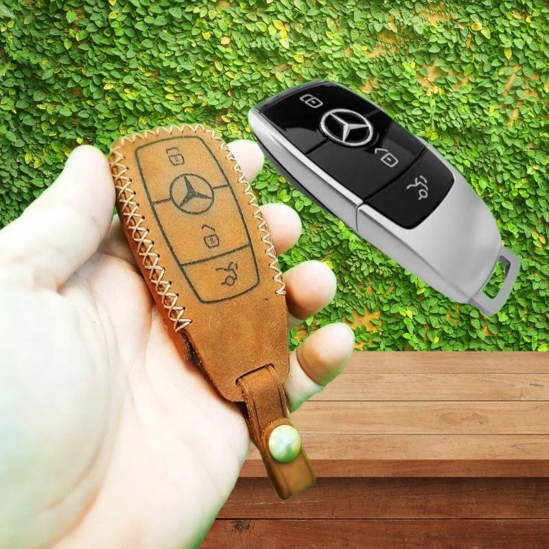 Bao da chìa khoá Mercedes handmade da thật, bao da chìa khoá Mec (Mẫu mới 2019)