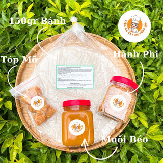Combo bánh tráng muối béo, 150gr bánh tráng ,muối béo ,hành phi ,tặng tóp mỡ