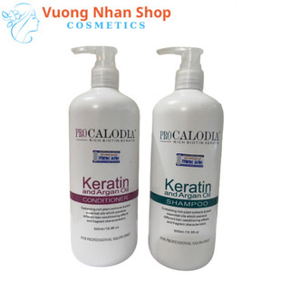  Bộ Gội Xả Keratin Calodia 500ml phục hồi tóc hư tổn chăm sóc tóc khô xơ dầu gội keratin 