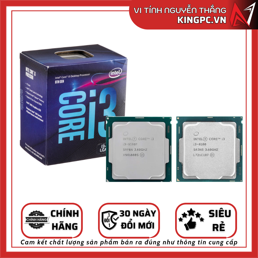 Cpu bộ vi xử lý Intel Core I3-9100F / I3-8100 TRAY  chưa gồm Fan