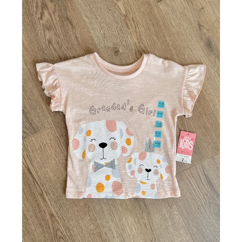 Áo cotton bé gái hình chó đốm