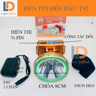 ĐÈN PIN ĐỘI ĐẦU KÍN NƯỚC SIÊU SÁNG HIỂN THỊ % PIN 3 CHẾ ĐỘ T92-T95