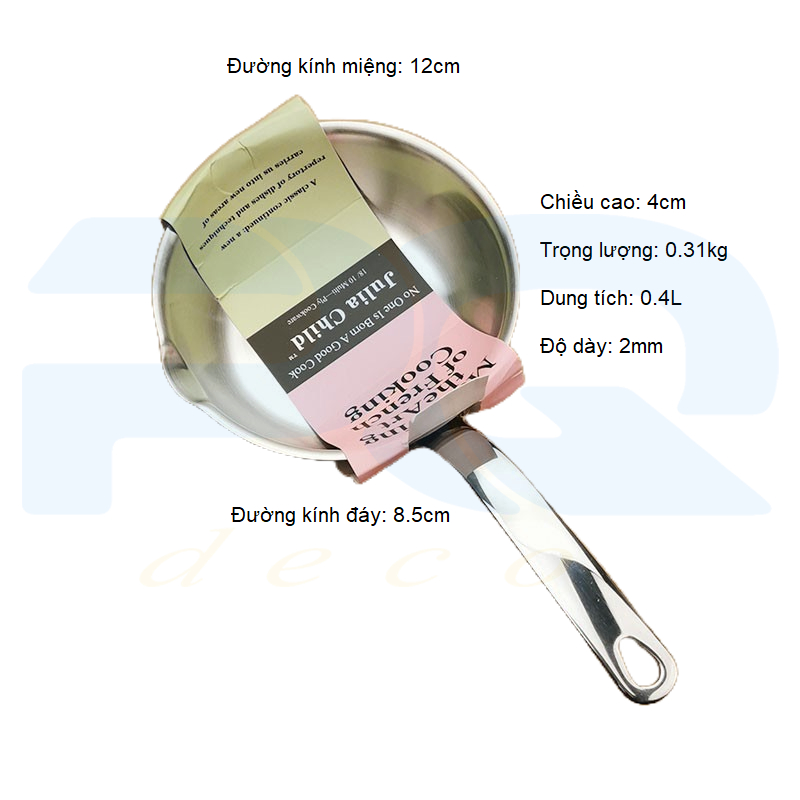 Chảo inox nguyên khối 12cm chống dính tự nhiên inox 304