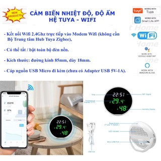 Cảm biến Nhiệt độ & Độ ẩm, dùng sóng Wifi / Bluetooth BLE, App Smart Life / Tuya Smart -