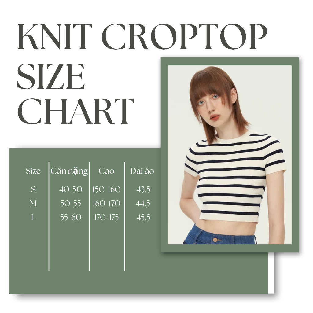 Áo Knit Crop Top Kẻ Ngang Thương Hiệu CLADA-AL028