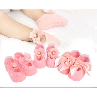 1 đôi tất len nơ, tất hài công chúa cho bé gái 0-12 tháng