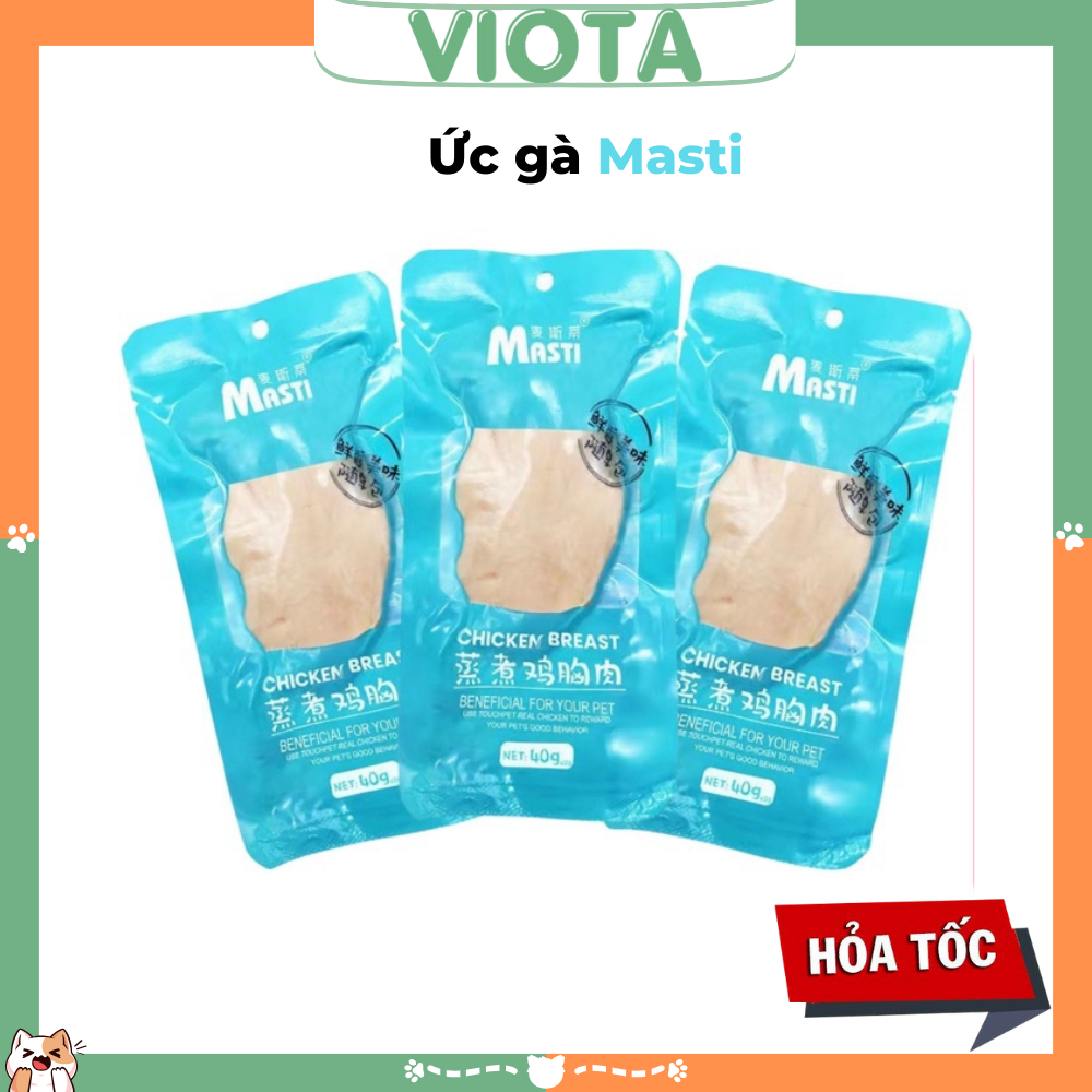 Ức Gà Hấp Ăn Liền Masti Cho Chó Mèo - 40G VIOTA UG01
