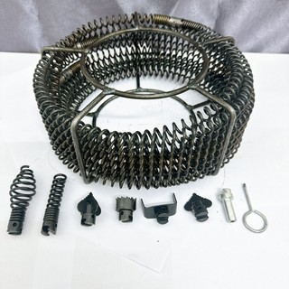 Hot Deal Dây thông tắc cống, bồn cầu, bồn rửa dùng cho máy khoan (Gồm dây lò xo phi 16 + 6 đầu thông + 1 đầu kết nối )