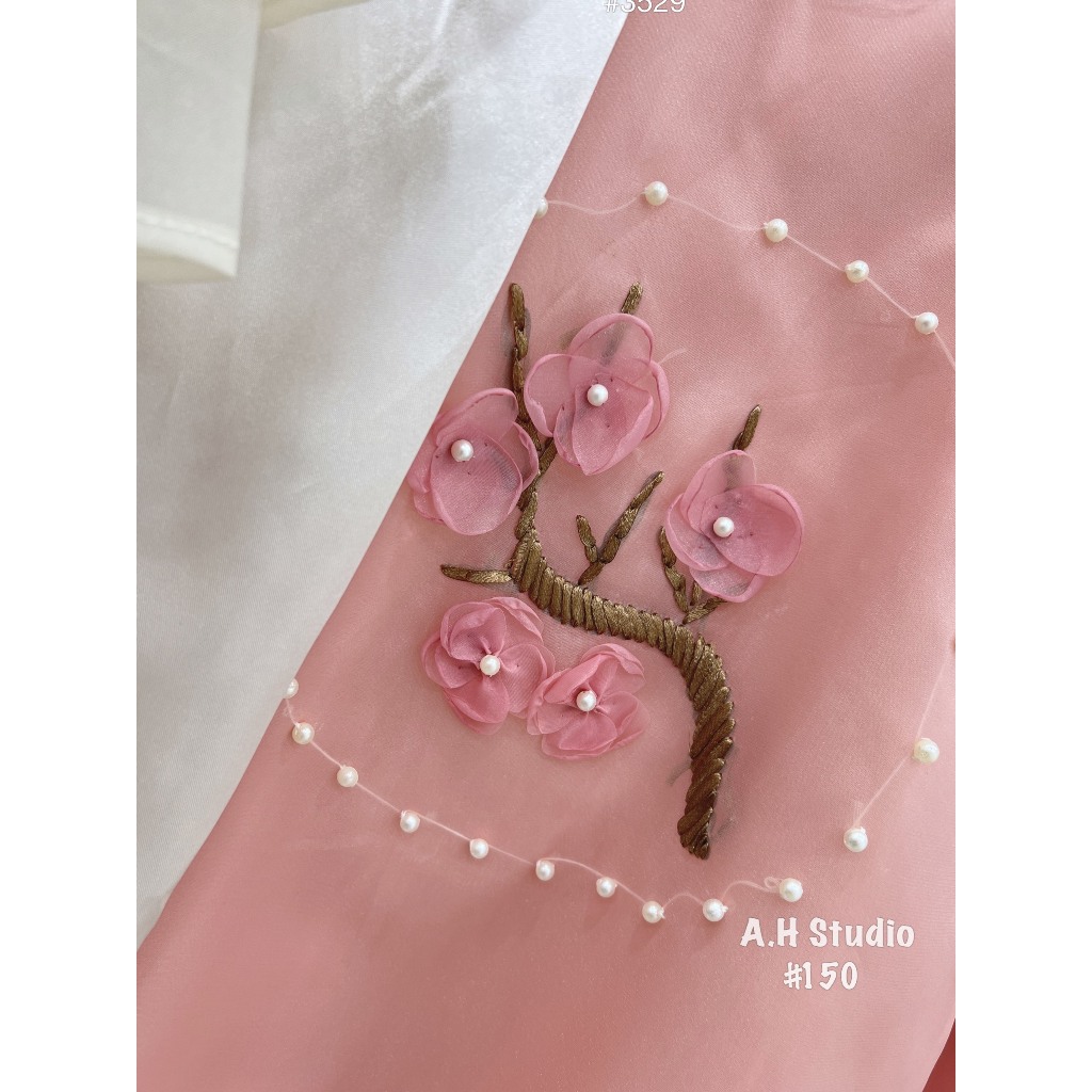 Áo dài cách tân vải voan tơ hai lớp đính hoa - Retrostyle - Aodai150_P7K1