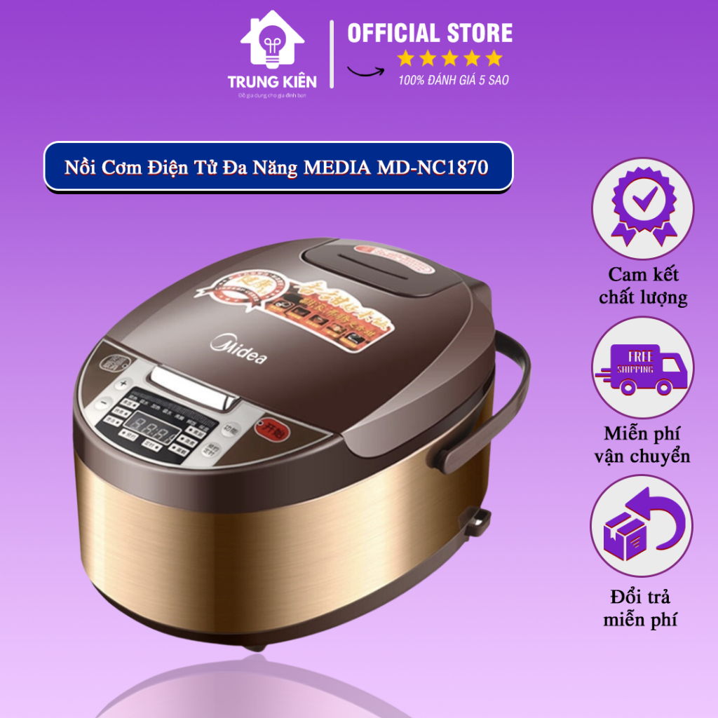 Nồi Cơm Điện Tử Đa Năng MEDIA MD-NC1870 - Nồi Cơm Điện Gia Dụng Trung Kiên Được Cấu Tạo Bởi Lớp Chống Dính Cao Cấp 1.8L