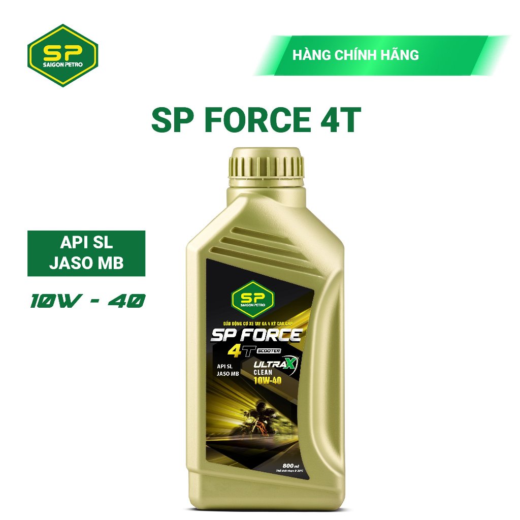 Combo Dầu nhớt động cơ và Dầu hộp số dành cho xe tay ga - Saigon Petro - SP Force 4T Scooter, API SL, Dung tích 0.8L