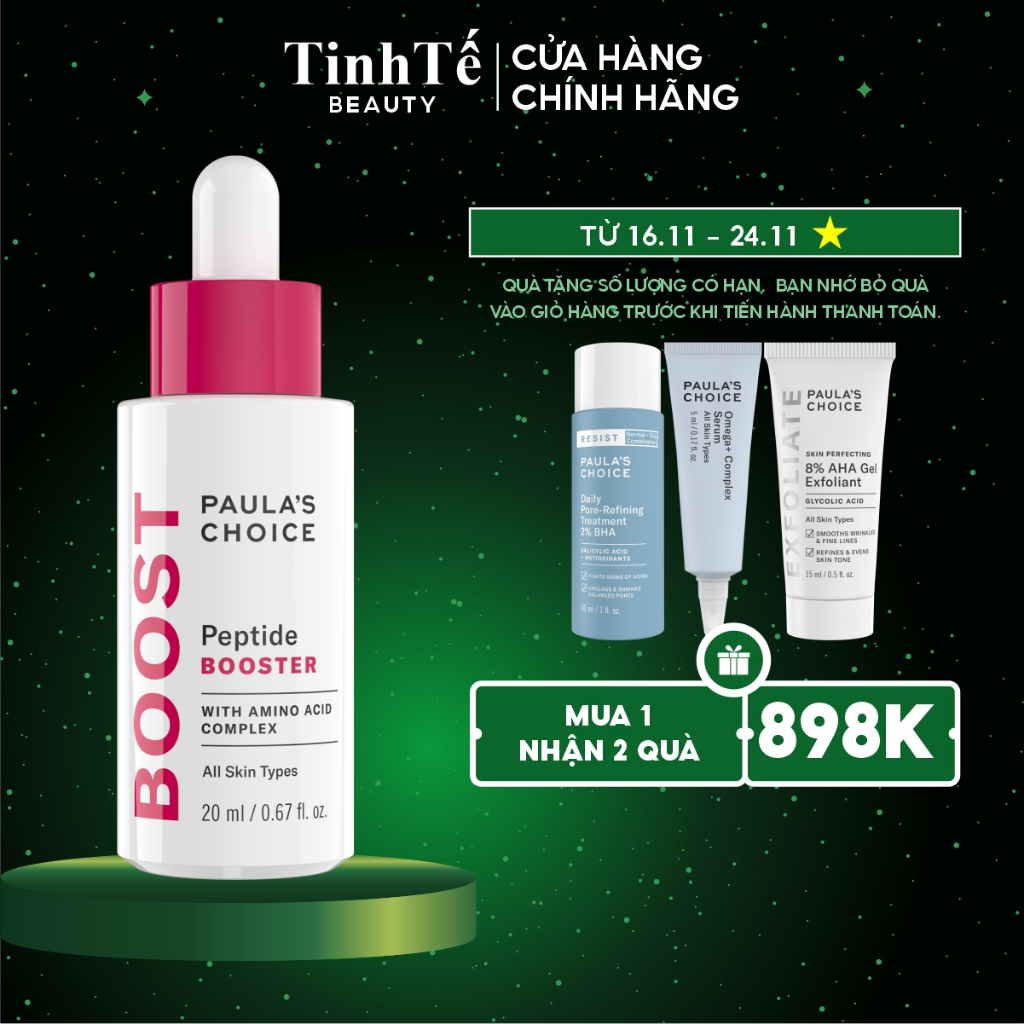 Tinh chất làm săn da chứa Peptide và amno acid chống lão hóa Paula's Choice Peptide Booster 20ml (Tinh Tế Beauty)