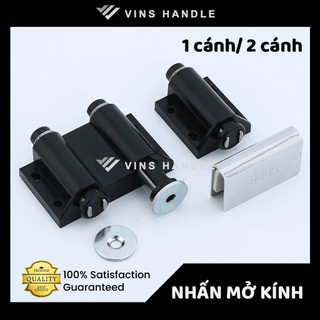 Bản lề nam châm nhấn mở cánh tủ kính 1 cánh, 2 cánh - lề nhấn kính đơn đôi