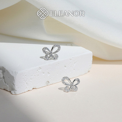Bông tai nữ chuôi bạc 925 Eleanor Accessories hồ điệp đính đá phụ kiện trang sức khuyên tai 6746