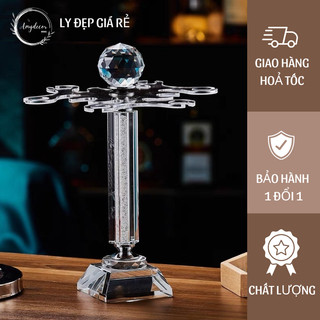 Giá treo ly rượu vang pha lê, Kệ treo ly rượu vang pha lê để bàn, chân nhũ cao cấp