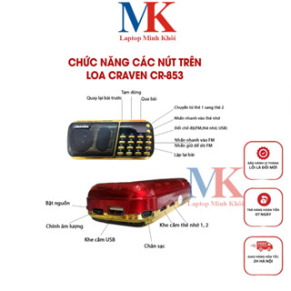  Đài kinh phật nghe pháp FM Tắm Ngôn Ngữ CRAVEN CR-853 Có Tới 3 Pin Sạc 18650 2 Khe Thẻ Nhớ LAPTOPMINHKHOI 