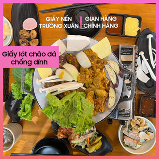 Giấy lót chảo đá, chảo gang chống dính 2 mặt, chịu nhiệt, nướng thịt, buffet lẩu nướng, giấy nến Trường Xuân