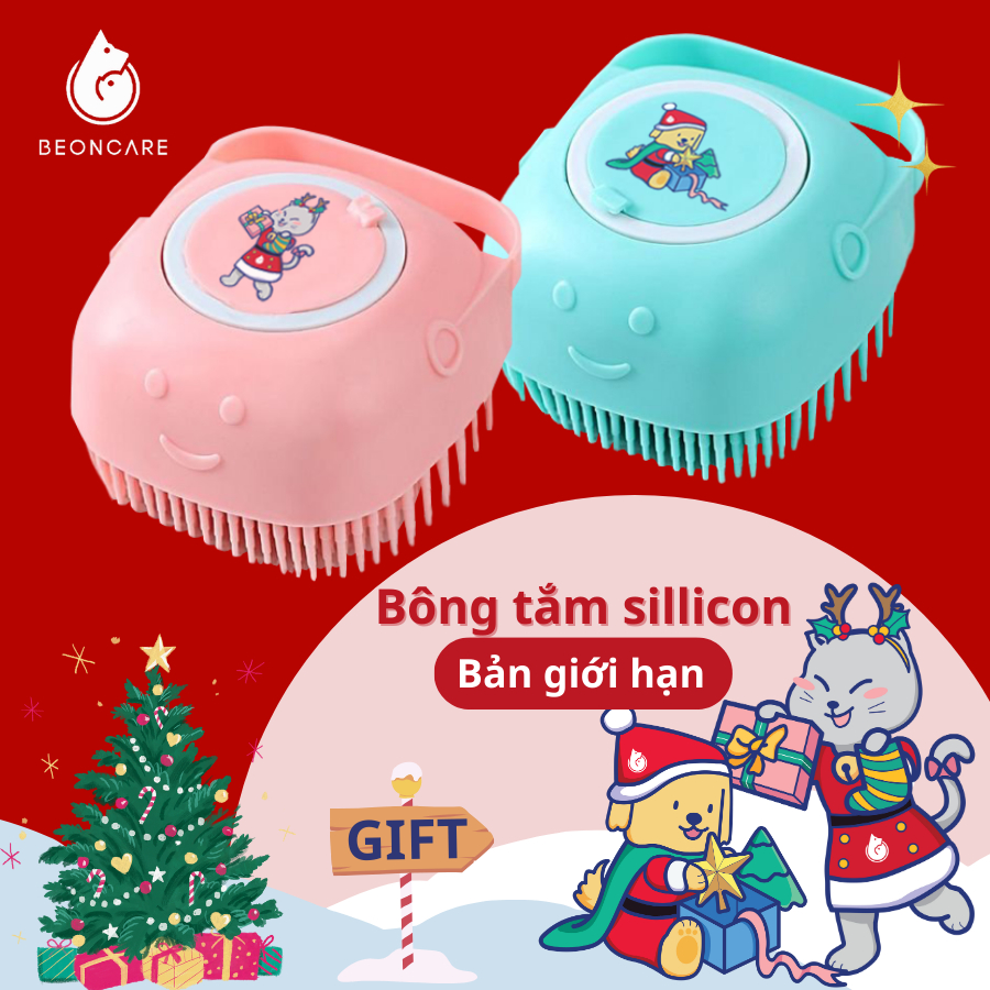 Bàn chải tắm Sillicon cho thú cưng BẢN GIỚI HẠN dành riêng cho Noel in hình Linh vật Beoncare bông tắm noel cho pet yêu