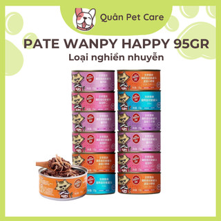 Pate mèo Wanpy Happy 100 dinh dưỡng lon 95g, Pate cho mèo Wanpy dạng nghiền nhuyễn đóng lon Quân Pet care